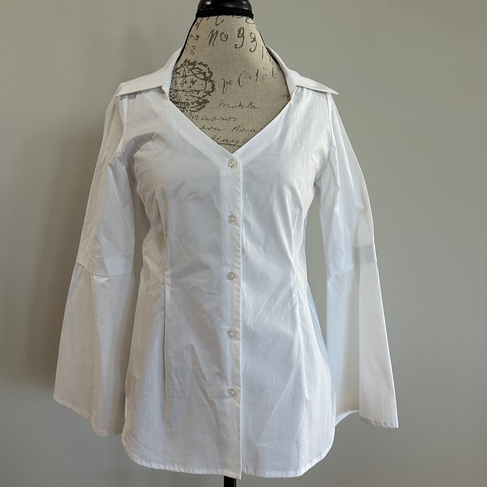 Tyler Boe White Fitted Long Sleeve Button Down Shirt